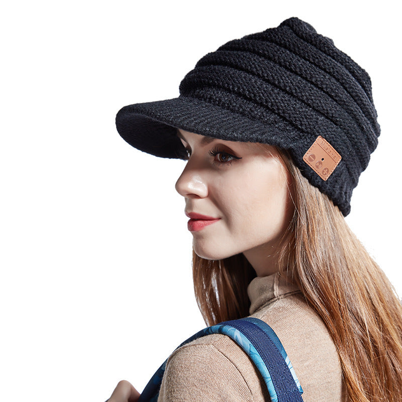 Bluetooth-Enabled Knitted Brimmed Hat for Women