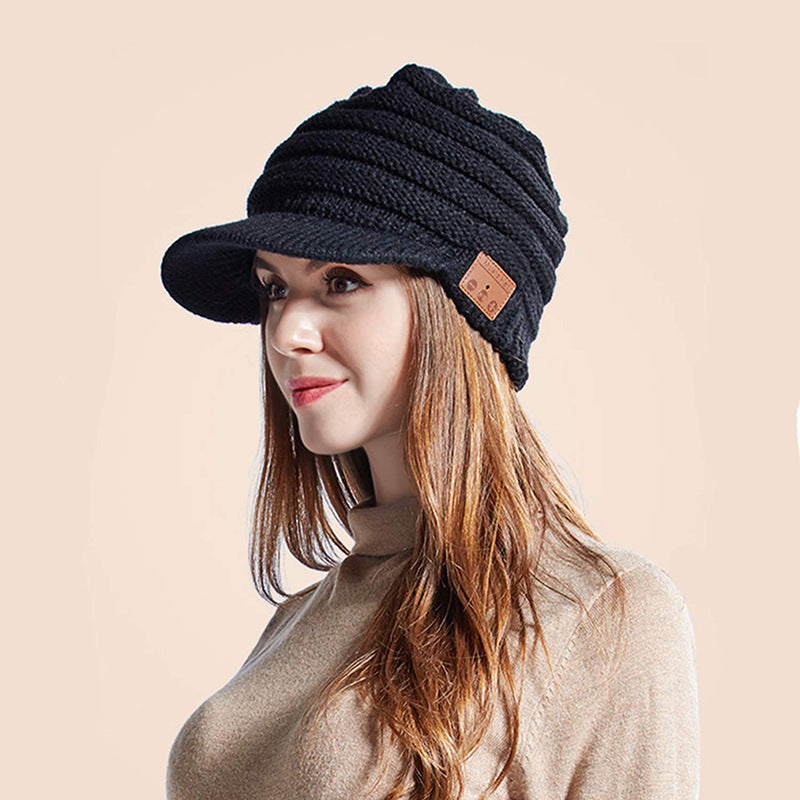 Bluetooth-Enabled Knitted Brimmed Hat for Women