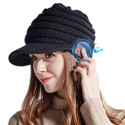 Bluetooth-Enabled Knitted Brimmed Hat for Women